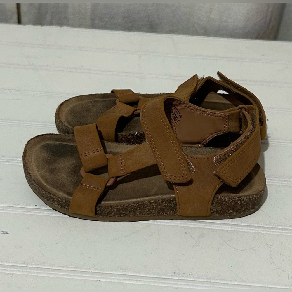Cat & Jack Girl’s Sandals Size 8 Toddler Brown Flats Hook &‎ Loop Casual Shoes